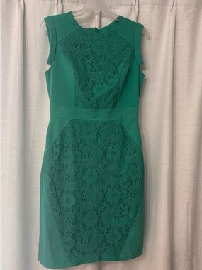 Adrianna Papell Teal Lace-Panel Sheath Dress